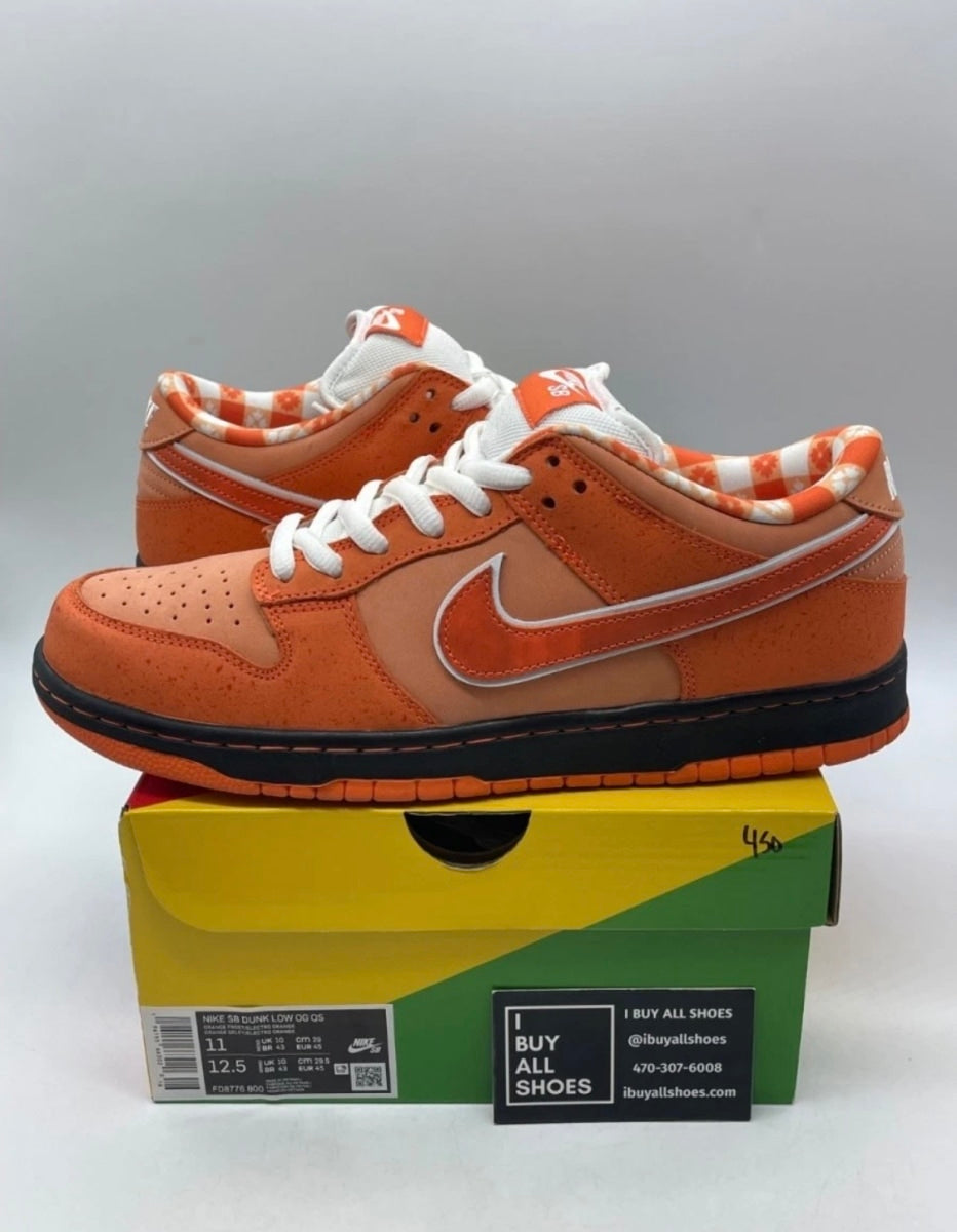 Nike SB Dunk Low Concepts Orange Lobster 11 (Lightly Worn Pre-Owned)NikeOrange Frost/Electro Orange/White - Image 1