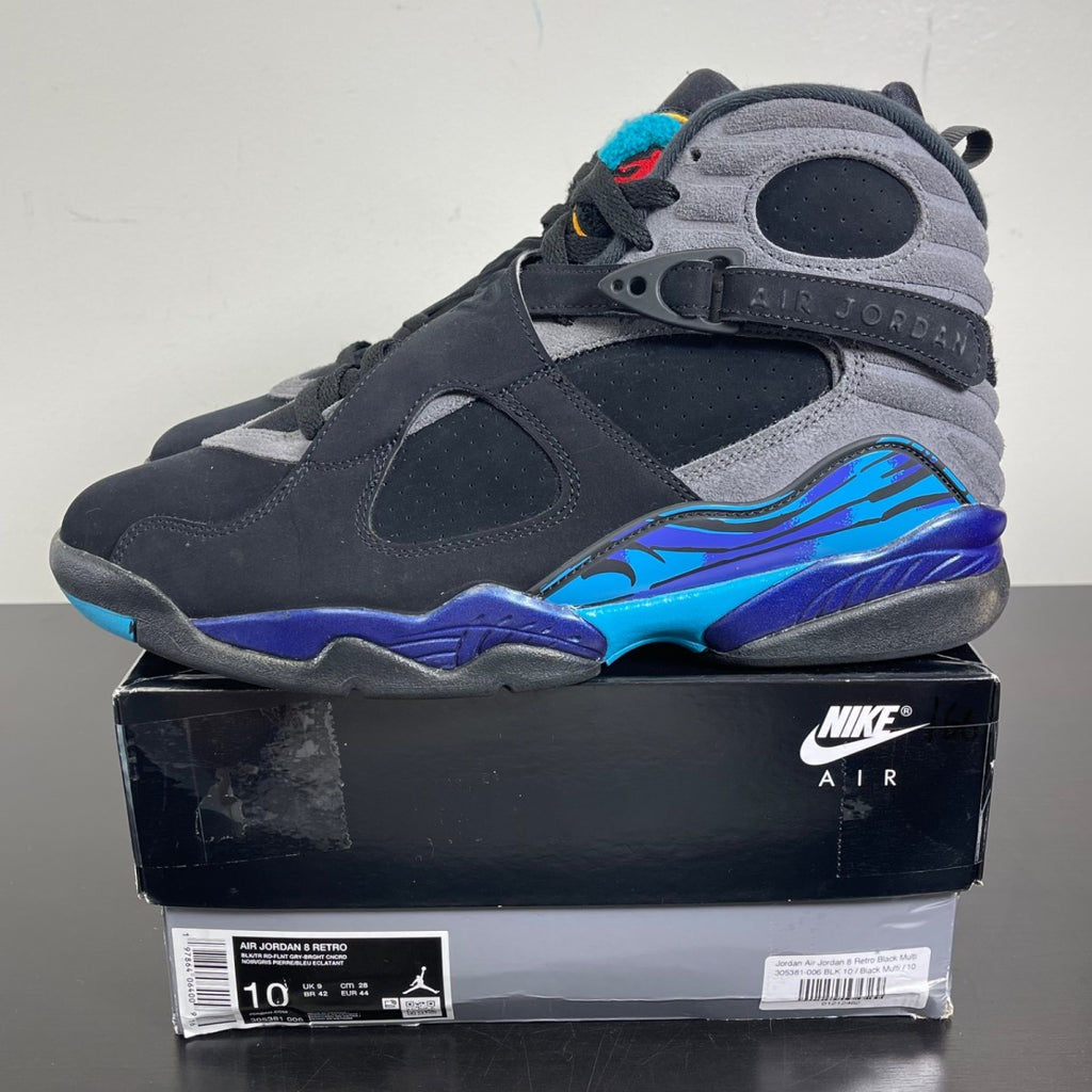 Jordan 8 Retro Aqua (2025) 10 (Moderately Worn Pre-Owned)JordanBlack/True Red-Iron Grey-Bright Concord-Aquatone - Image 3