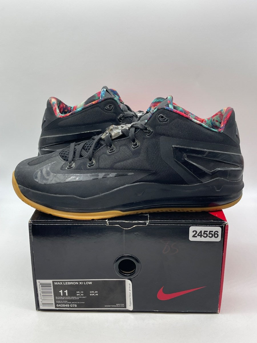 Nike LeBron 11 Low Black Gum 11 (Moderately Worn Pre-Owned)NikeBlack/Hyper Crimson-Hyper Cobalt-Metallic Gold - Image 1