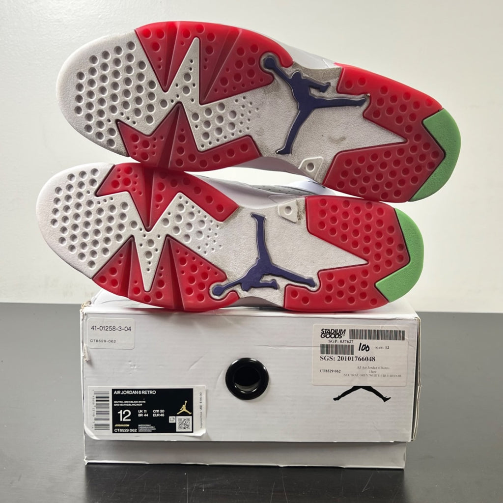 Jordan 6 Retro Hare 12 (Moderately Worn Pre-Owned)JordanNeutral Grey/White-True Red-Black - Image 6