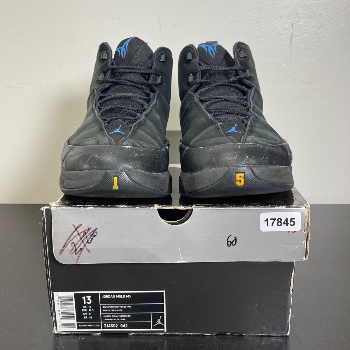 Jordan Melo M3 Black University Blue 13 (Moderately Worn Pre-Owned)JordanBlack/University Blue/Taxi - Image 2