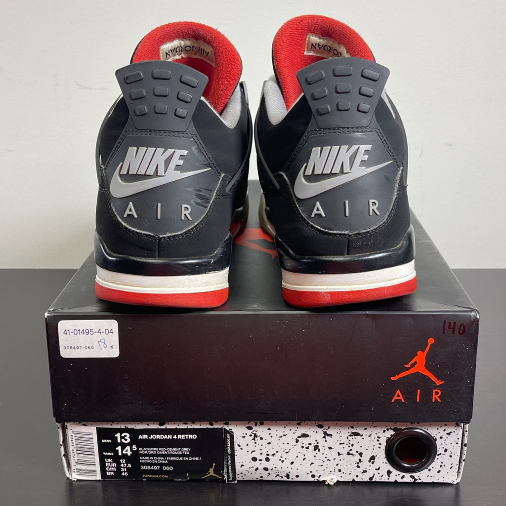 Jordan 4 Retro Bred (2019) 13 (Moderately Worn Pre-Owned)JordanBlack/Fire Red-Cement Grey-Summit White - Image 4