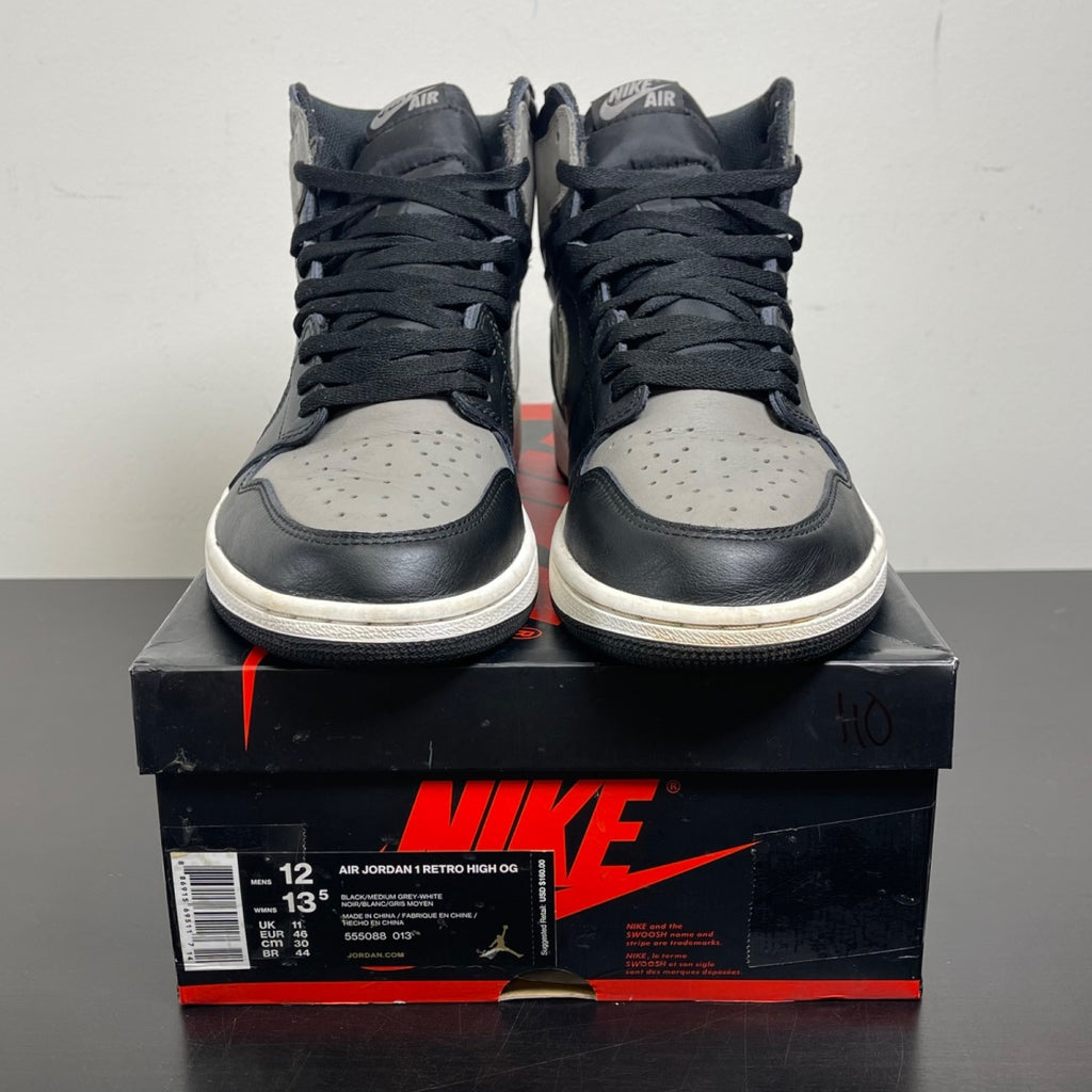 Jordan 1 Retro High Shadow (2018) 12 (Moderately Worn Pre-Owned)JordanBlack/Medium Grey-White - Image 2