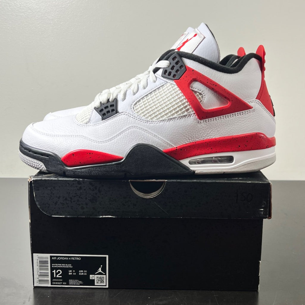 Jordan 4 Retro Red Cement 12 (Lightly Worn Pre-Owned)JordanWhite/Fire Red/Black/Neutral Grey - Image 3