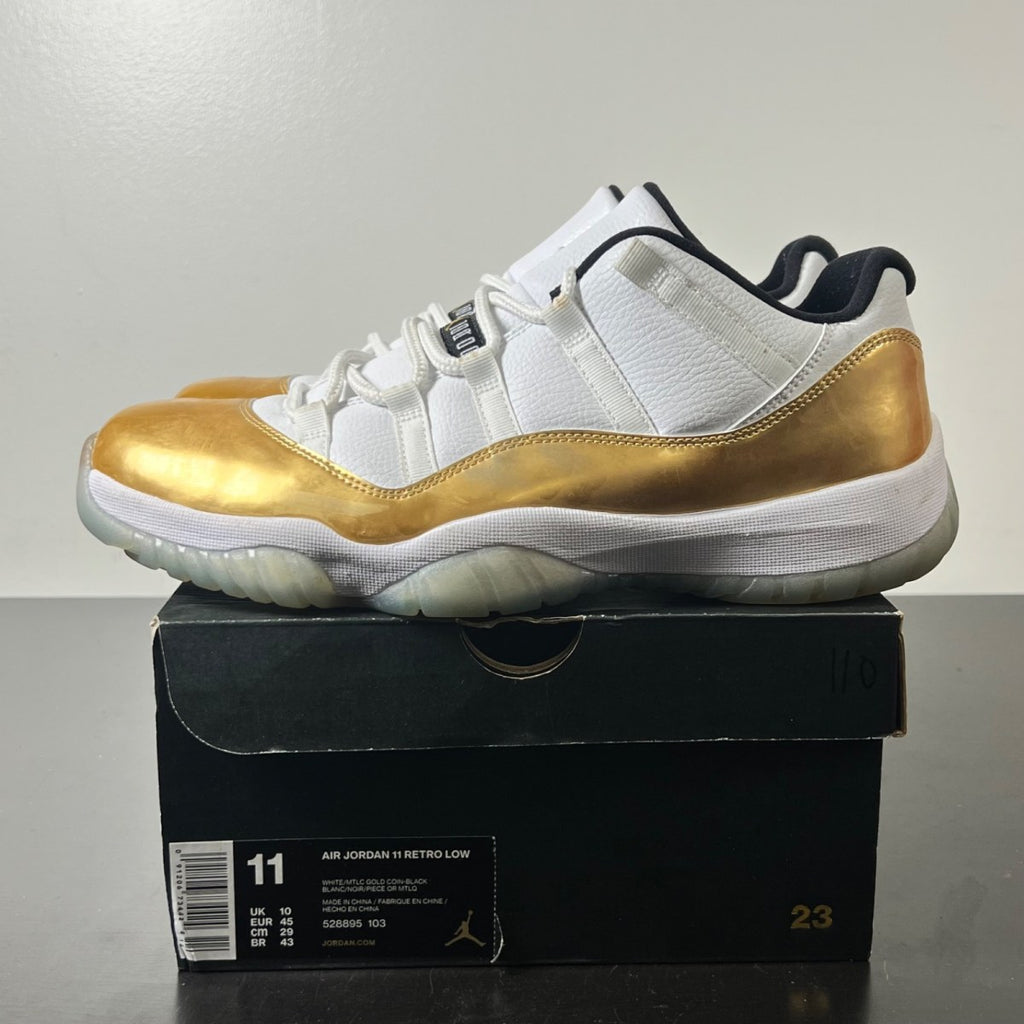 Jordan 11 Retro Low Closing Ceremony 11 (Lightly Worn Pre-Owned)JordanWhite/Metallic Gold Coin-Black - Image 3