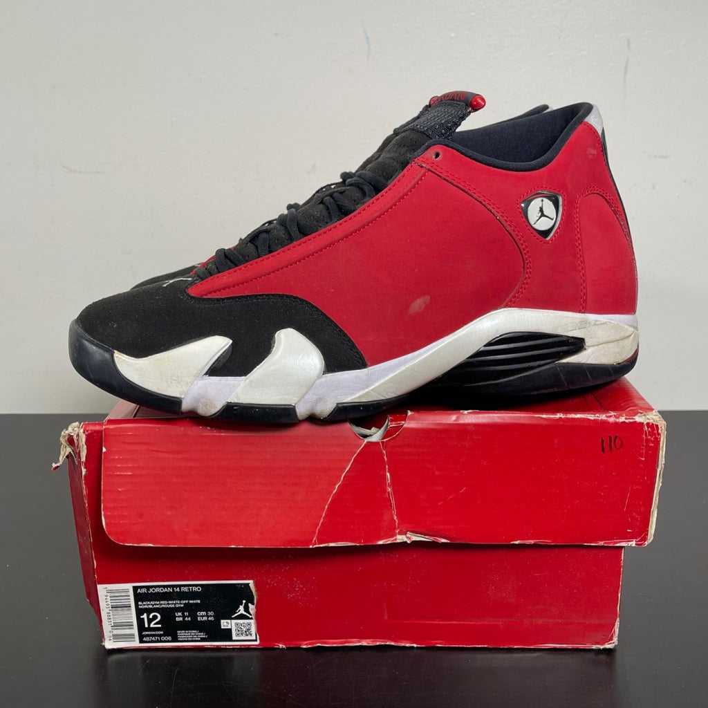 Jordan 14 Retro Gym Red Toro 12 (Moderately Worn Pre-Owned)JordanBlack/White-Off White-Gym Red - Image 3