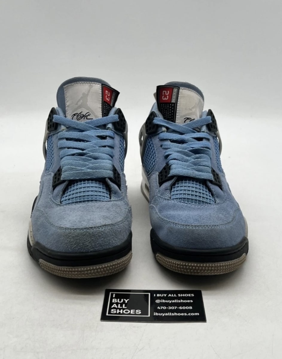 Jordan 4 Retro University Blue 10 (Heavily Worn Pre-Owned)JordanUniversity Blue/Tech Grey-White-Black - Image 2