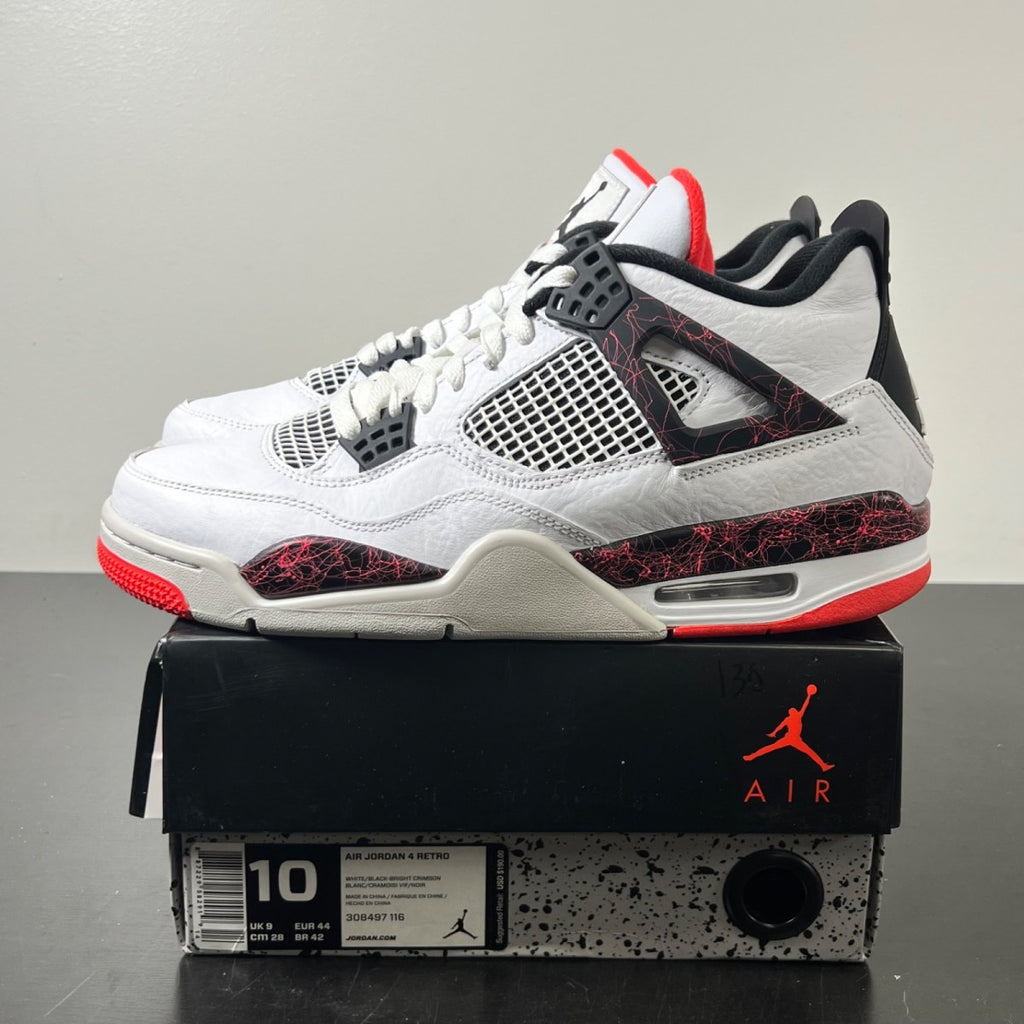 Jordan 4 Retro Flight Nostalgia 10 (Lightly Worn Pre-Owned)JordanWhite/Black-Bright Crimson-Pale Citron - Image 3