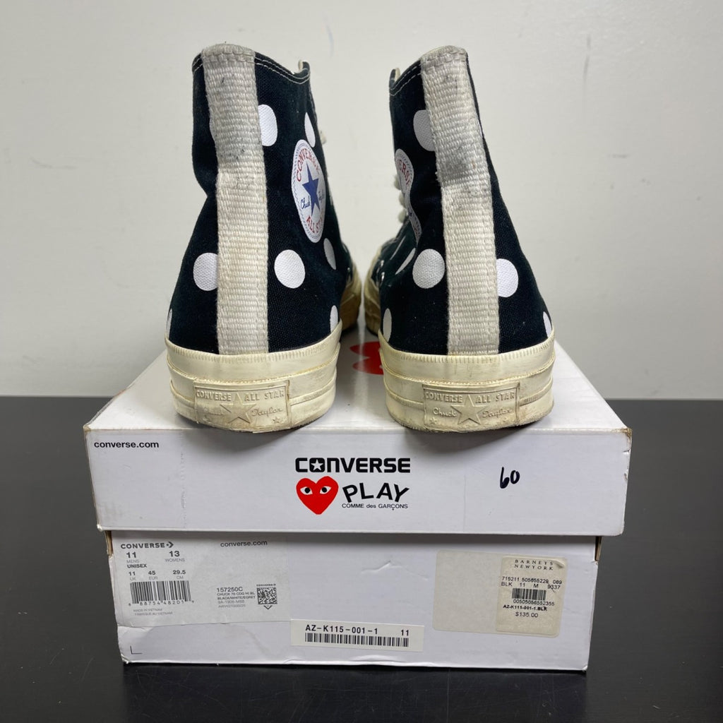 Converse Chuck Taylor All Star 70 Hi Comme des Garcons PLAY Polka Dot Black 11 (Moderately Worn Pre-Owned)ConverseBlack/White-Red - Image 4