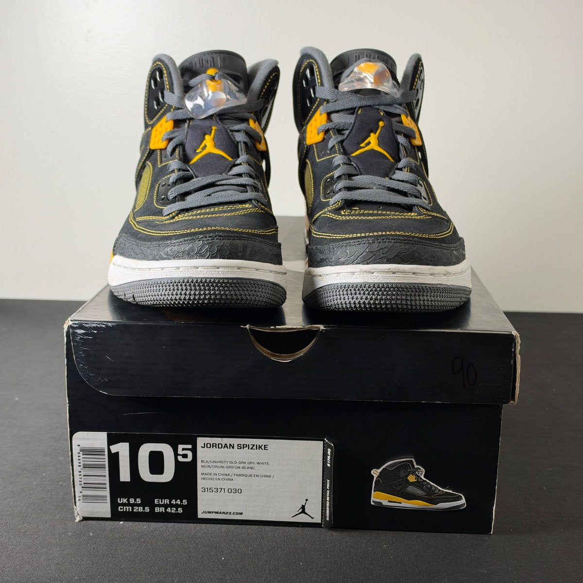 Jordan Spizike Black University Gold (Size 10.5) - aux