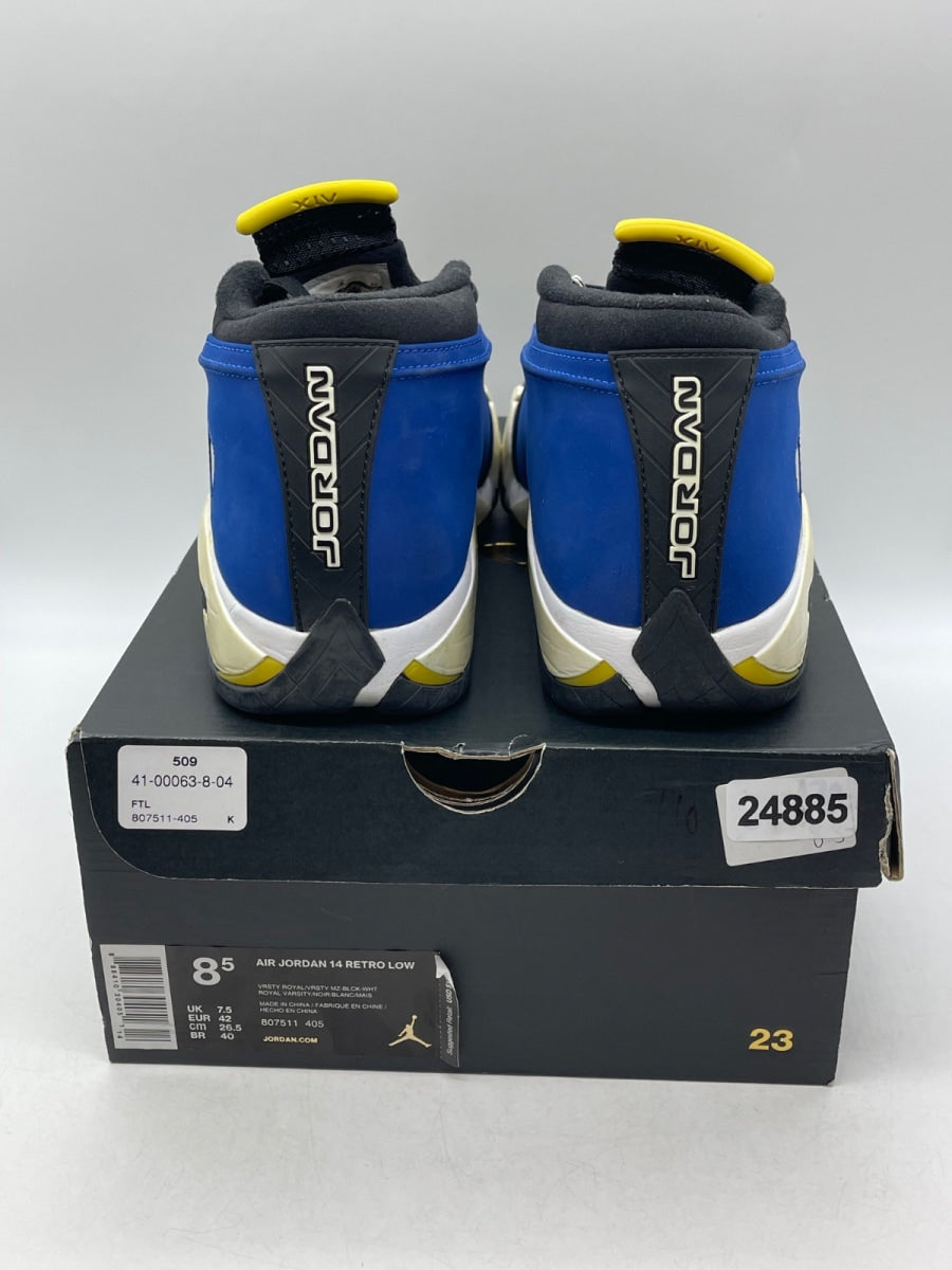 Jordan 14 Retro Low Laney (2015) 8.5 (Moderately Worn Pre-Owned)JordanVarsity Royal/Varsity Maize-Black-White - Image 3