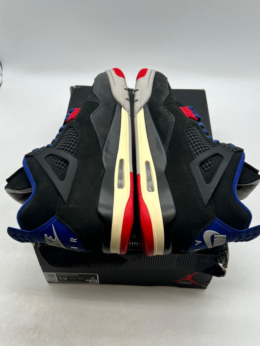 Jordan 4 Retro Rare Air (White Lettering) 12 (Moderately Worn Pre-Owned)JordanBlack/Fire Red/Deep Royal Blue/Dark Smoke Grey/Tech Grey - Image 9