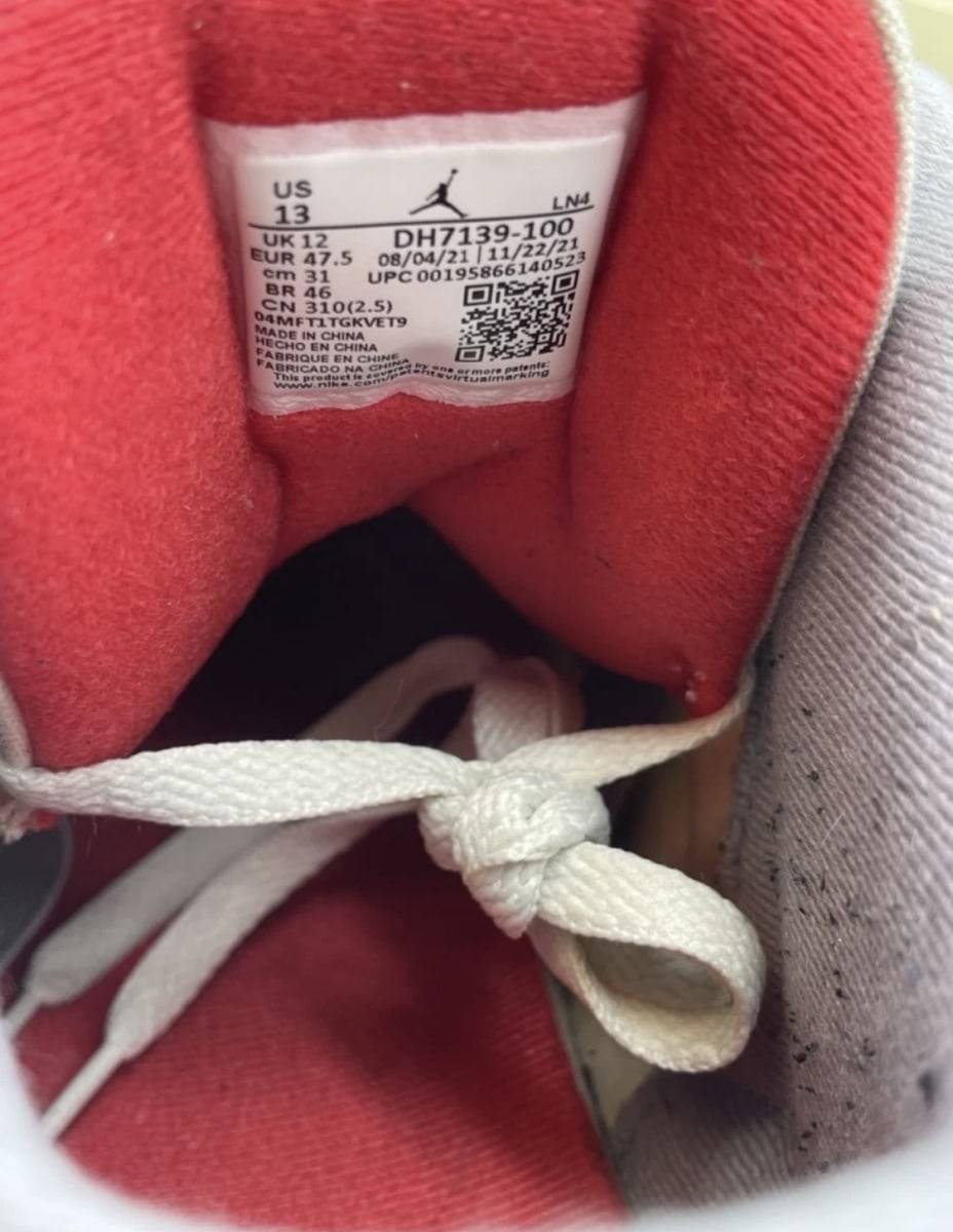 Jordan 3 Retro Muslin 13 (Moderately Worn Pre-Owned)JordanMuslin/University Red-Cement Grey-Sail - Image 8