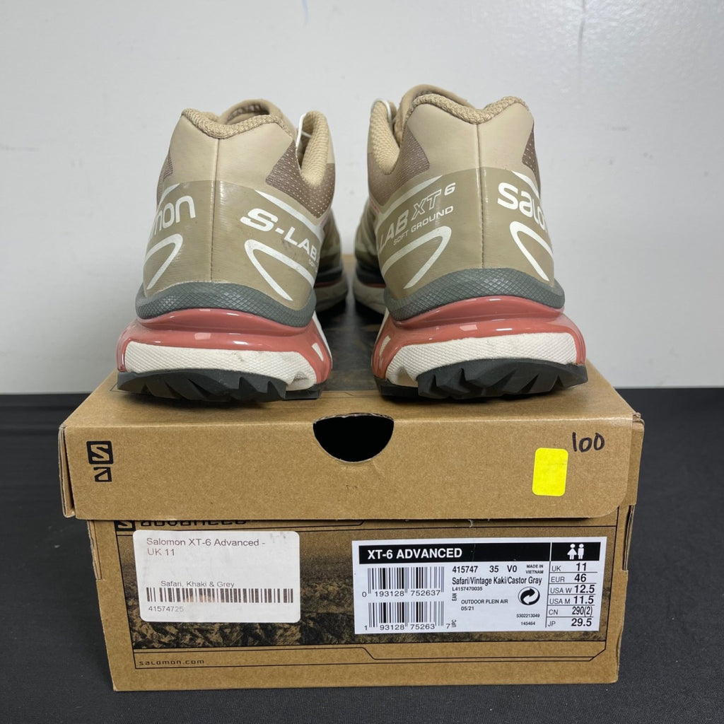 Salomon XT-6 Advanced Safari Vintage Khaki 11.5 (Moderately Worn Pre-Owned)SalomonSafari/Vintage Khaki/Red - Image 4