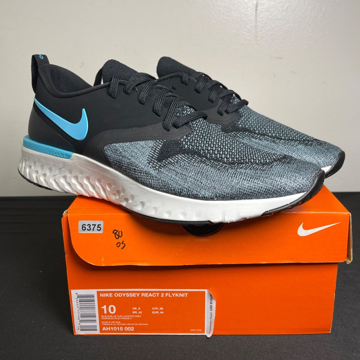 Nike Odyssey React 2 Flyknit 'Black Aviator Grey' (Size 10) - Image 1