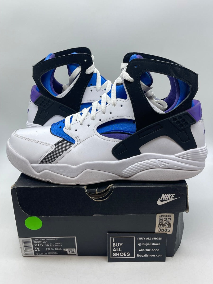 Nike Air Flight Huarache OG White Varsity Purple (2023) 10.5 (Moderately Worn Pre-Owned) - Image 1