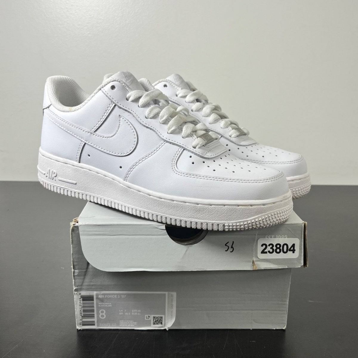 Nike Air Force 1 Low '07 White 8 (Moderately Worn Pre-Owned)NikeWhite/White - Image 1