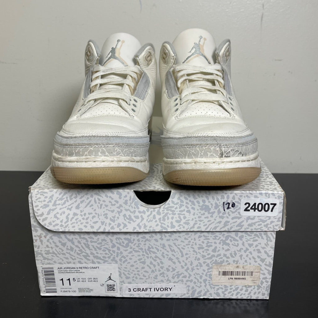 Jordan 3 Retro Craft Ivory 11.5 (Moderately Worn Pre-Owned)JordanIvory/Grey Mist/Cream - Image 2