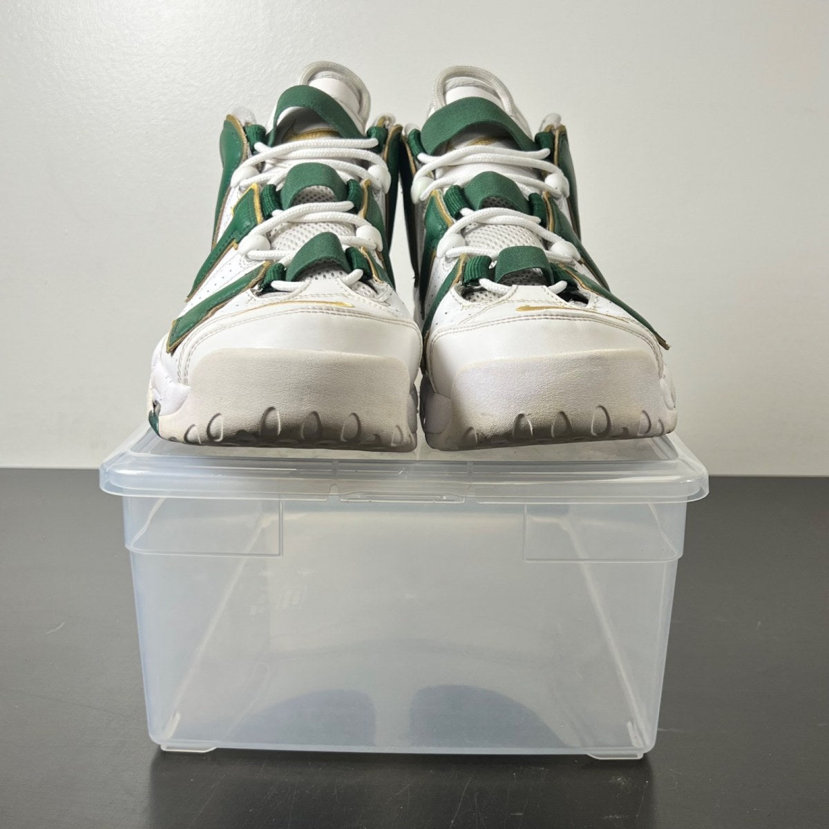 Nike Air More Uptempo Atlanta 12 (Heavily Worn Pre-Owned)NikeWhite/Gorge Green-Metallic Gold - Image 2