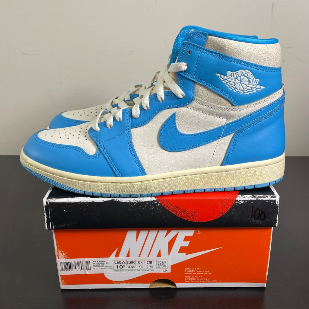 Jordan 1 Retro High OG UNC Reimagined 10.5 (Moderately Worn Pre-Owned)JordanDark Powder Blue/Dark Powder Blue-Sail - Image 3