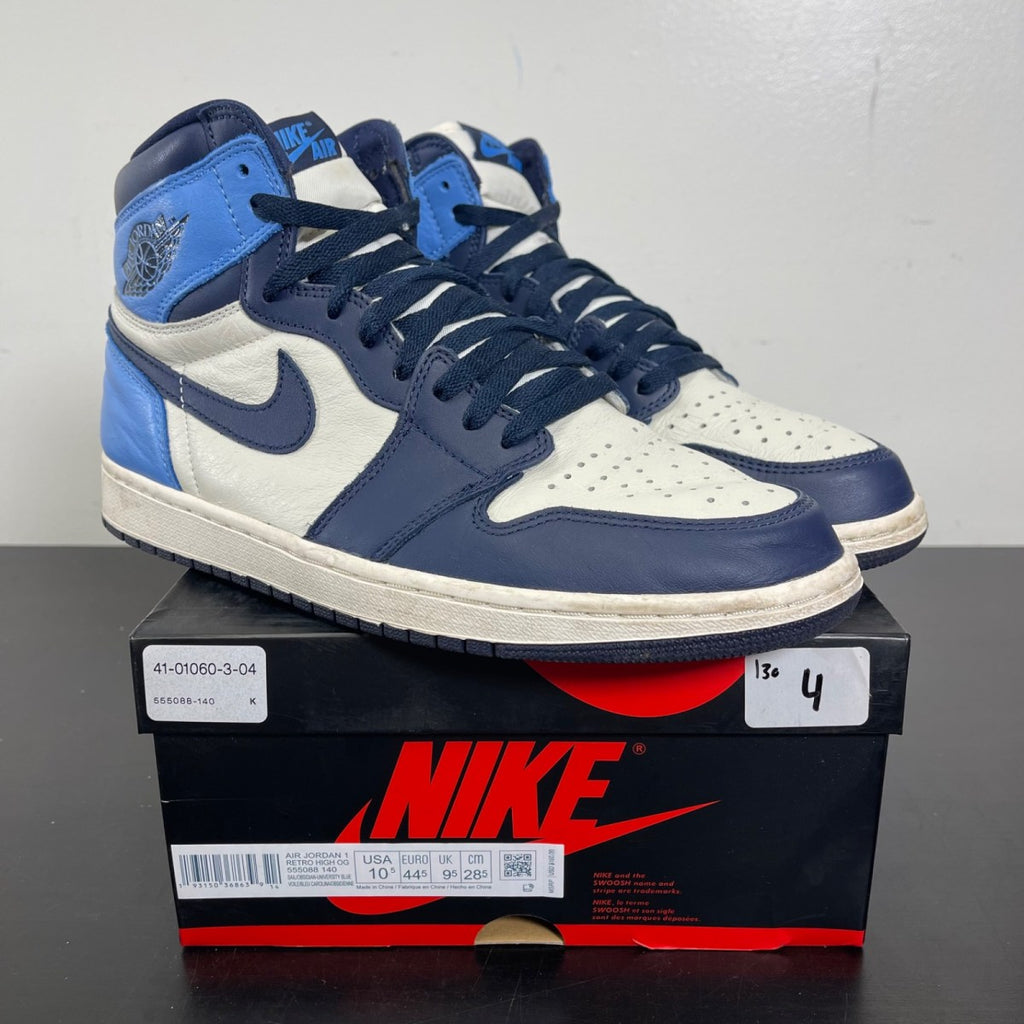 Jordan 1 Retro High Obsidian 10.5 (Moderately Worn Pre-Owned)JordanSail/Obsidian-University Blue - Image 1