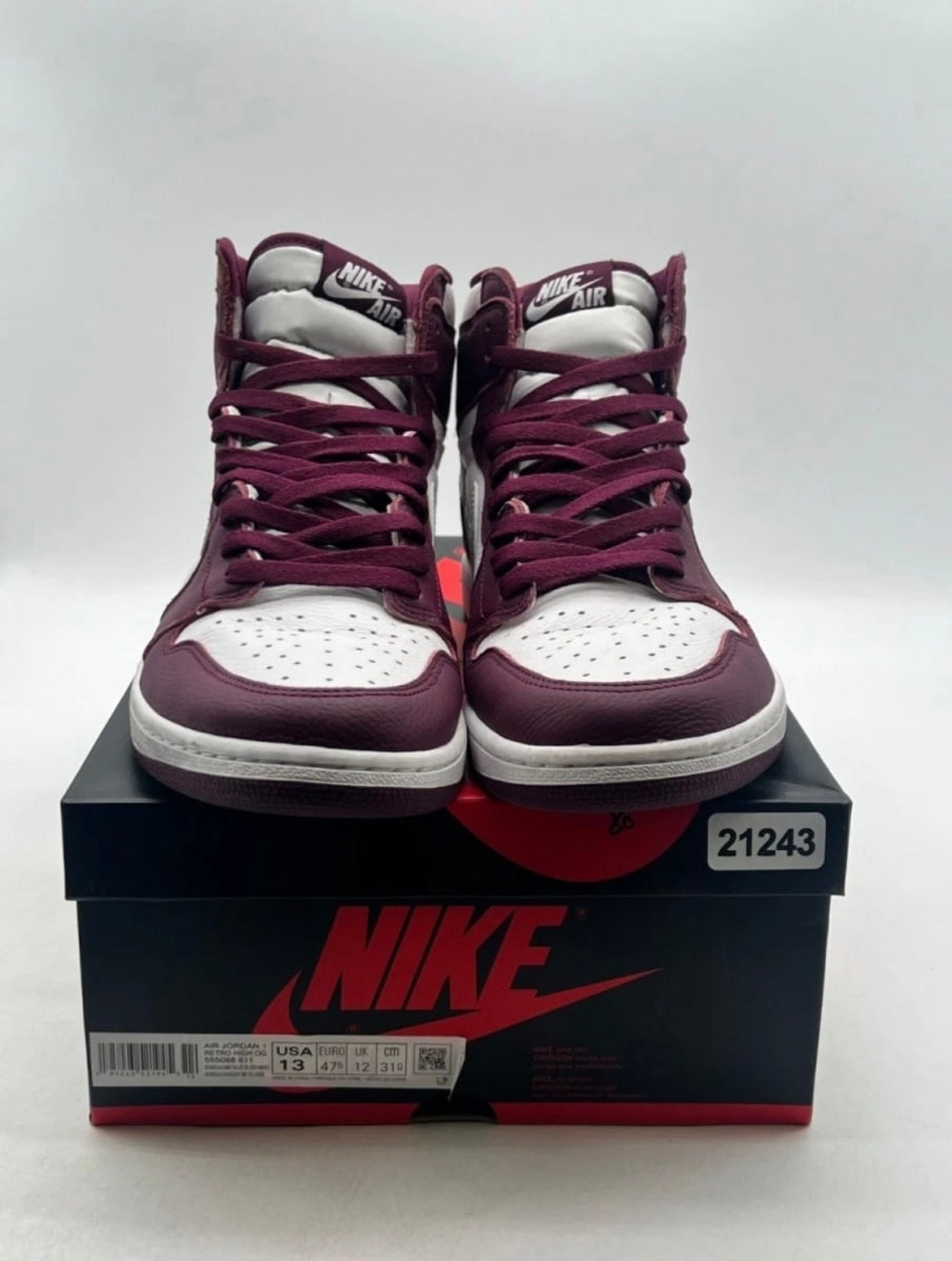 Jordan 1 Retro High OG Bordeaux 13 (Lightly Worn Pre-Owned)JordanBordeaux/White-Metallic Silver - Image 2