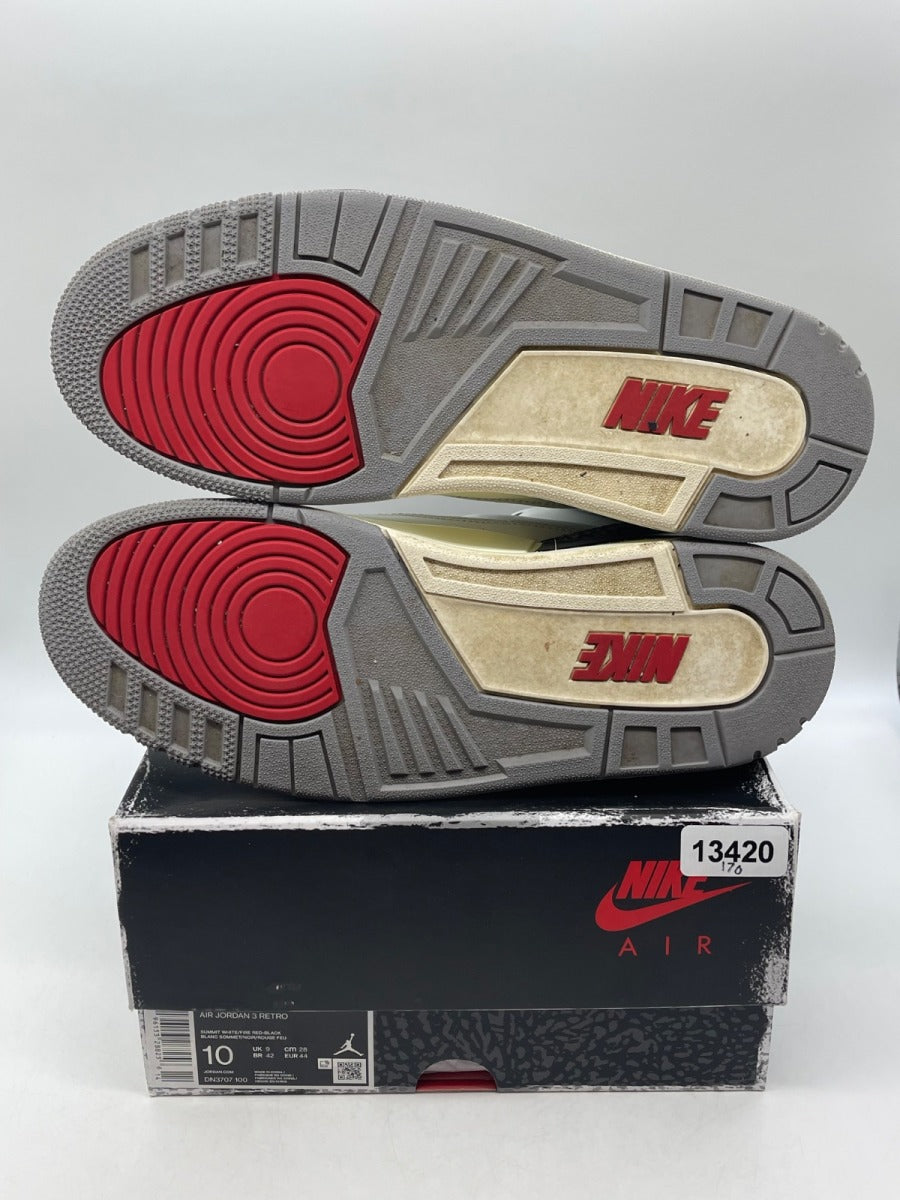 Jordan 3 Retro White Cement Reimagined 10 (Moderately Worn Pre-Owned)JordanSummit White/Fire Red/Black/Cement Grey - Image 7
