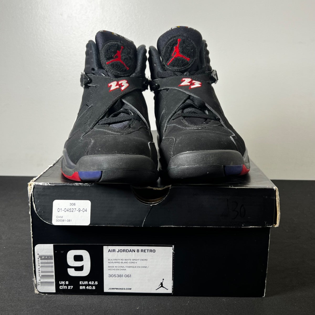 Jordan 8 Retro Playoffs (2013) 9 (Heavily Worn Pre-Owned)JordanBlack/True Red-White - Image 2