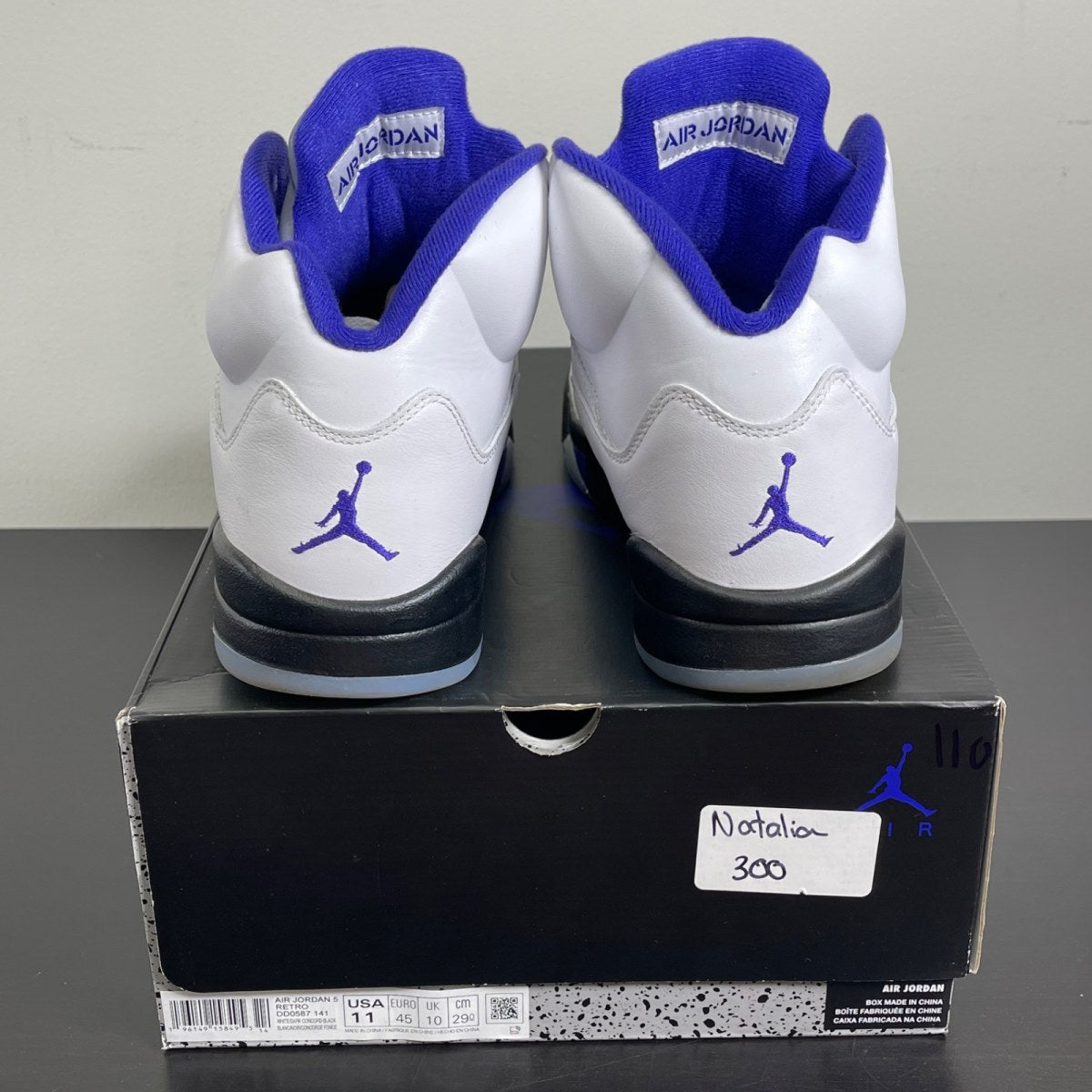 Jordan 5 Retro Dark Concord 11 (Moderately Worn Pre-Owned)JordanWhite/Dark Concord-Black - Image 4