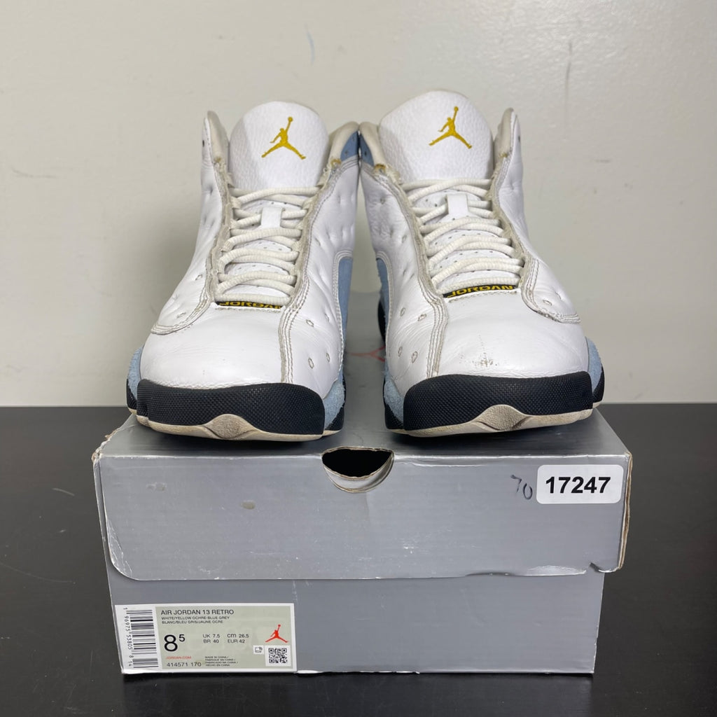 Jordan 13 Retro Blue Grey 8.5 (Moderately Worn Pre-Owned)JordanWhite/Yellow Ochre/Blue Grey/Black - Image 2