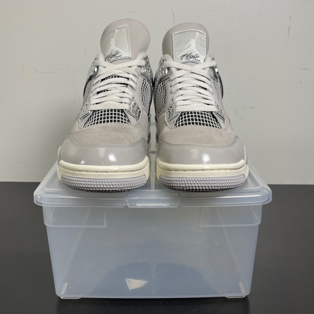 Jordan 4 Retro Frozen Moments (Women's) 12W (Moderately Worn Pre-Owned)JordanLight Iron Ore/Sail-Neutral Grey-Black-Metallic Silver - Image 2