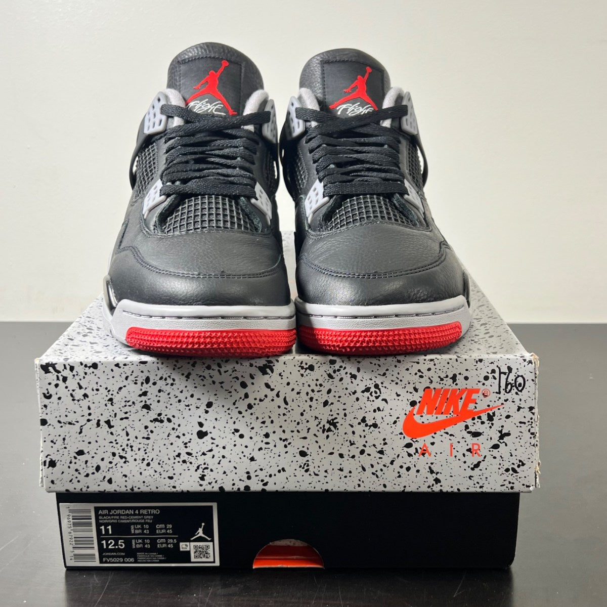 Jordan 4 Retro Bred Reimagined 11 (Lightly Worn Pre-Owned)JordanBlack/Cement Grey/Varsity Red/Summit White - Image 2