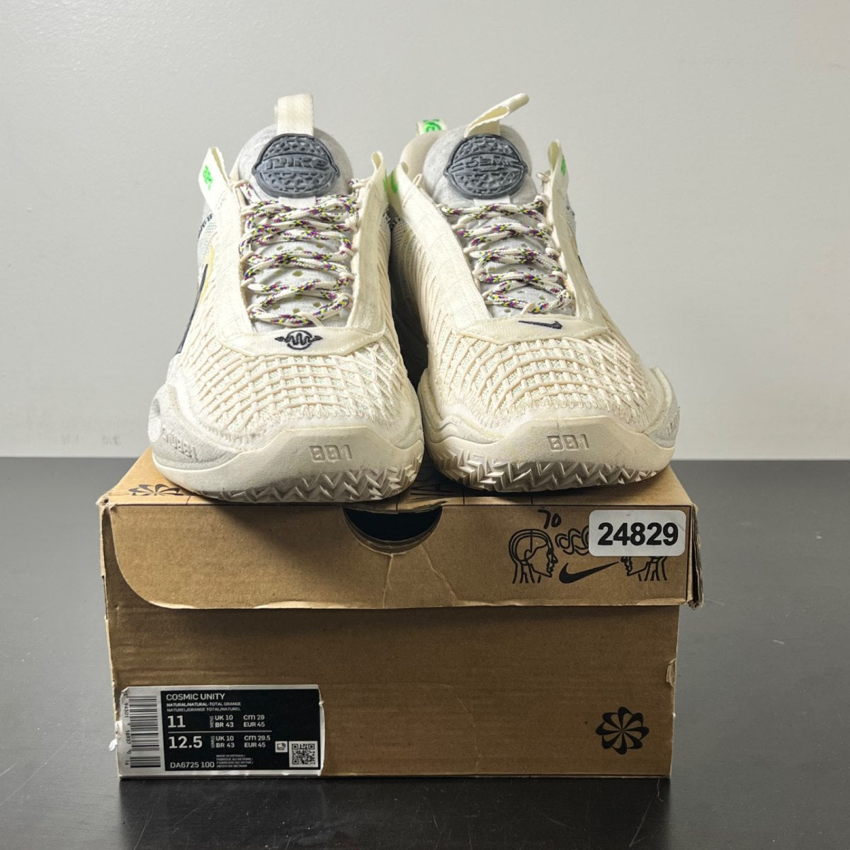 Nike Cosmic Unity Natural Grey 11 (Lightly Worn Pre-Owned)NikeNatural/Natural-Total Orange-Green Glow - Image 2