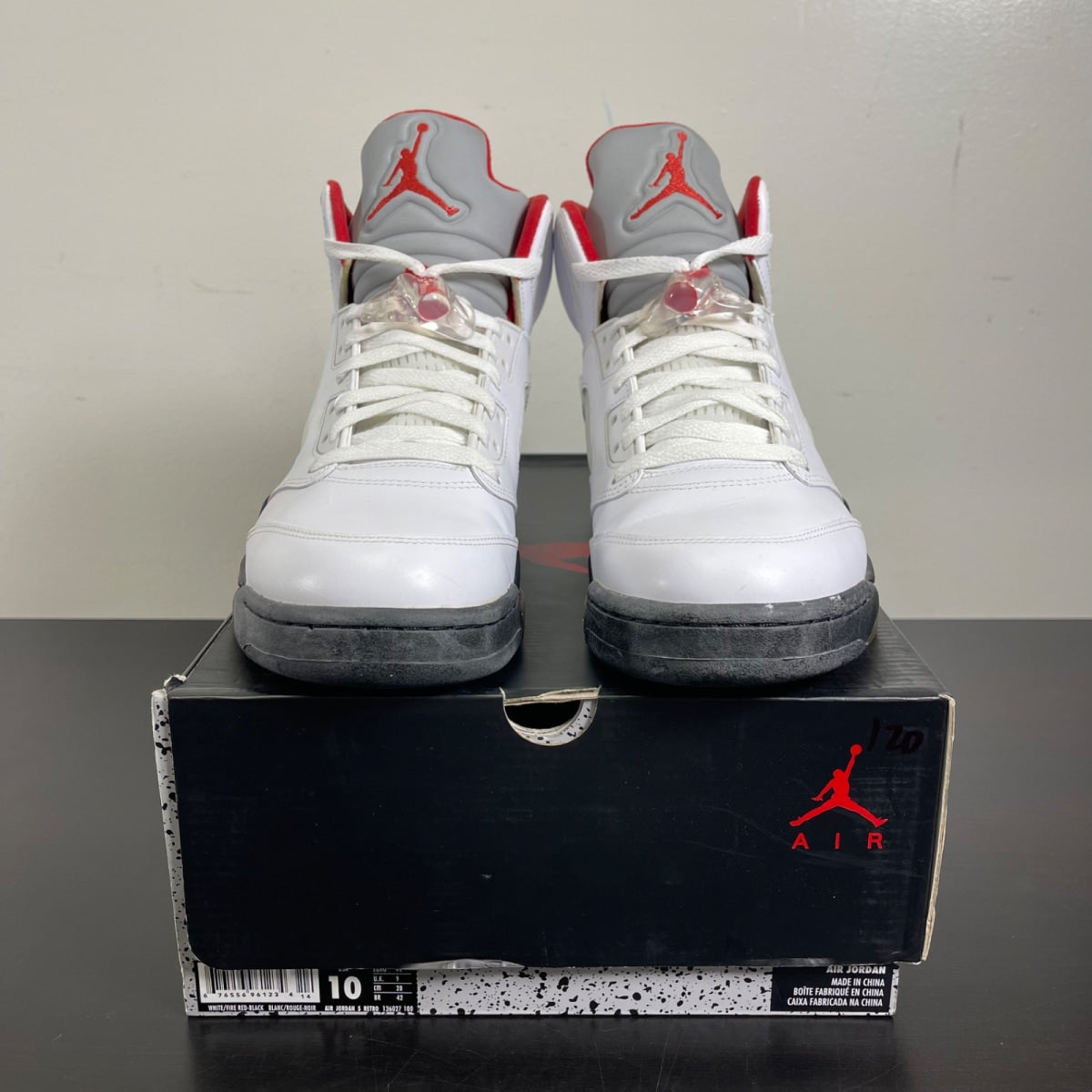 Jordan 5 Retro Fire Red (2013) 10 (Moderately Worn Pre-Owned)JordanWhite/Fire Red-Black - Image 2