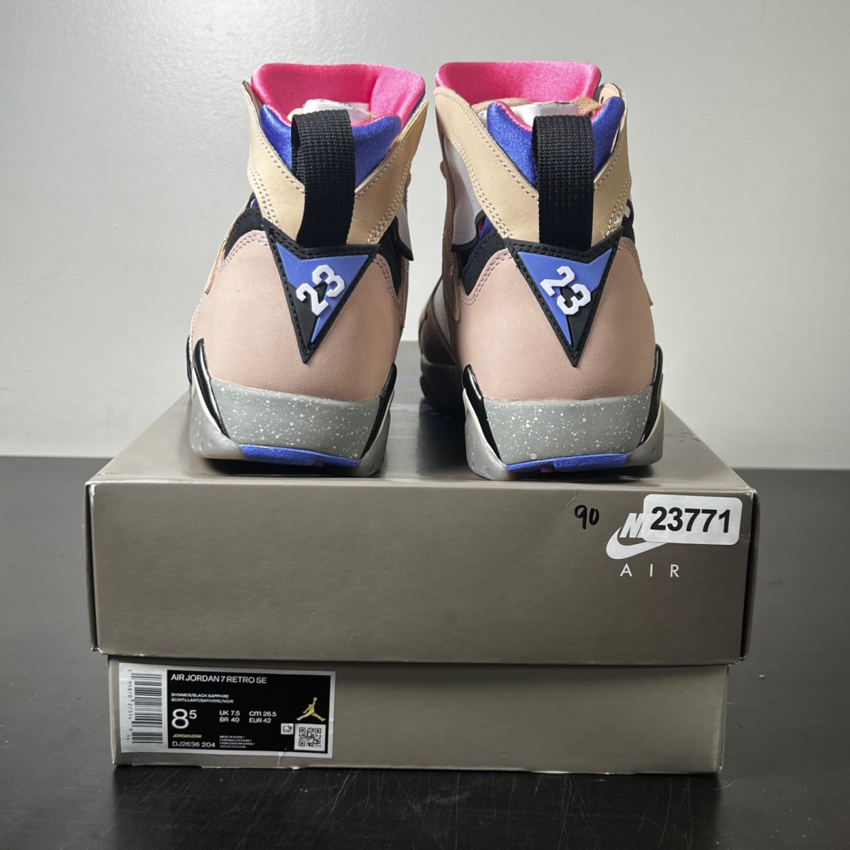 Jordan 7 Retro SE Sapphire 8.5 (Lightly Worn Pre-Owned)JordanShimmer/Black/Sapphire - Image 4