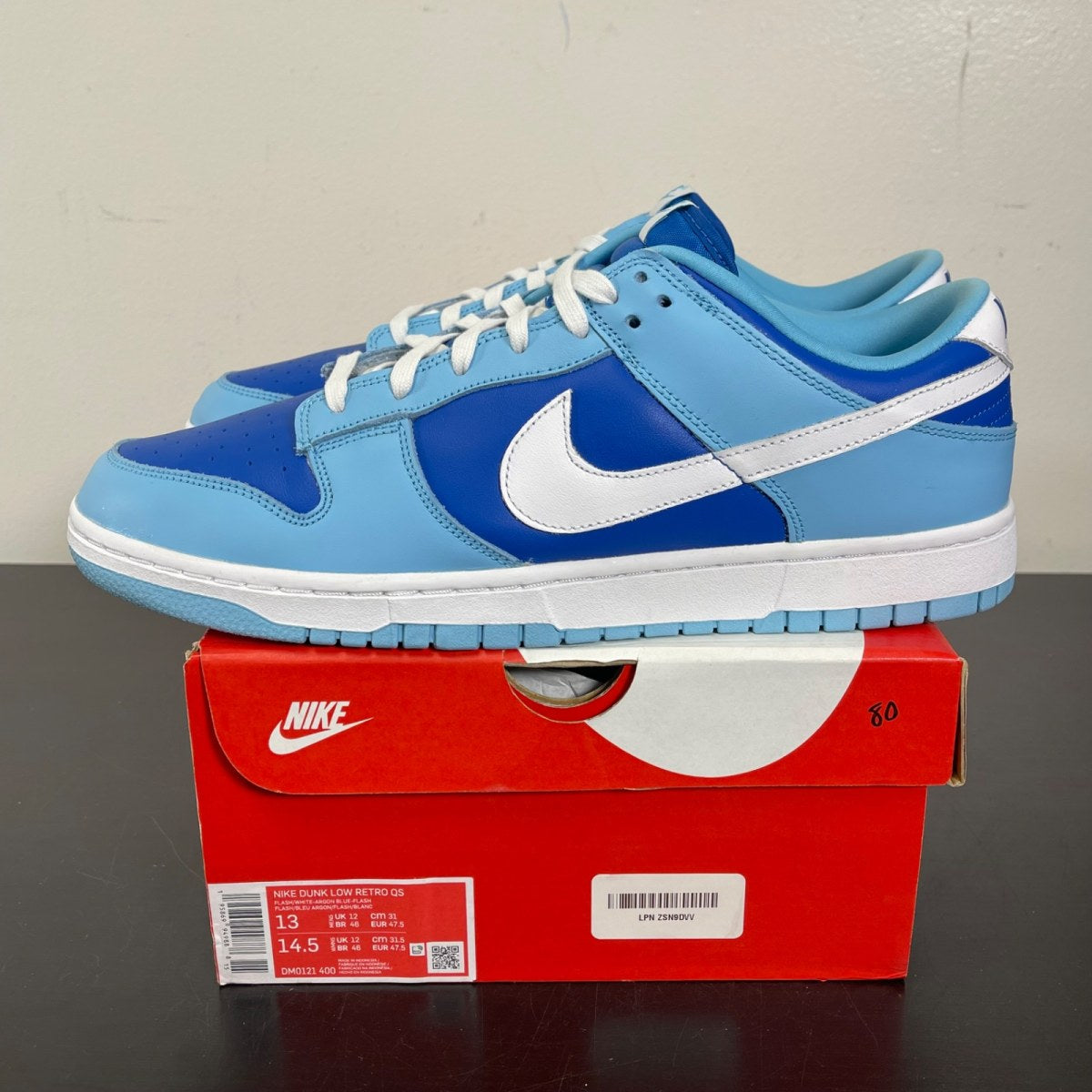 Nike Dunk Low Retro QS Argon (2022) 13 (Moderately Worn Pre-Owned)NikeFlash/White-Argon Blue-Flash - Image 3