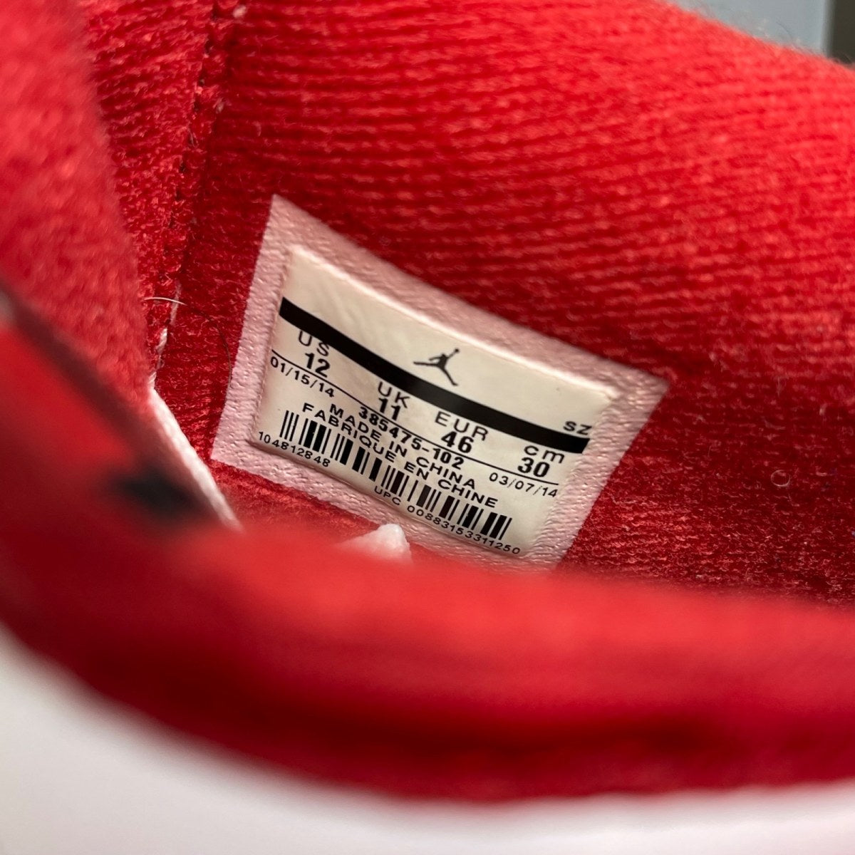 Jordan 2 Retro White Red (2014) 12 (Moderately Worn Pre-Owned)JordanWhite/Black-Varsity Red-Cement Grey - Image 6