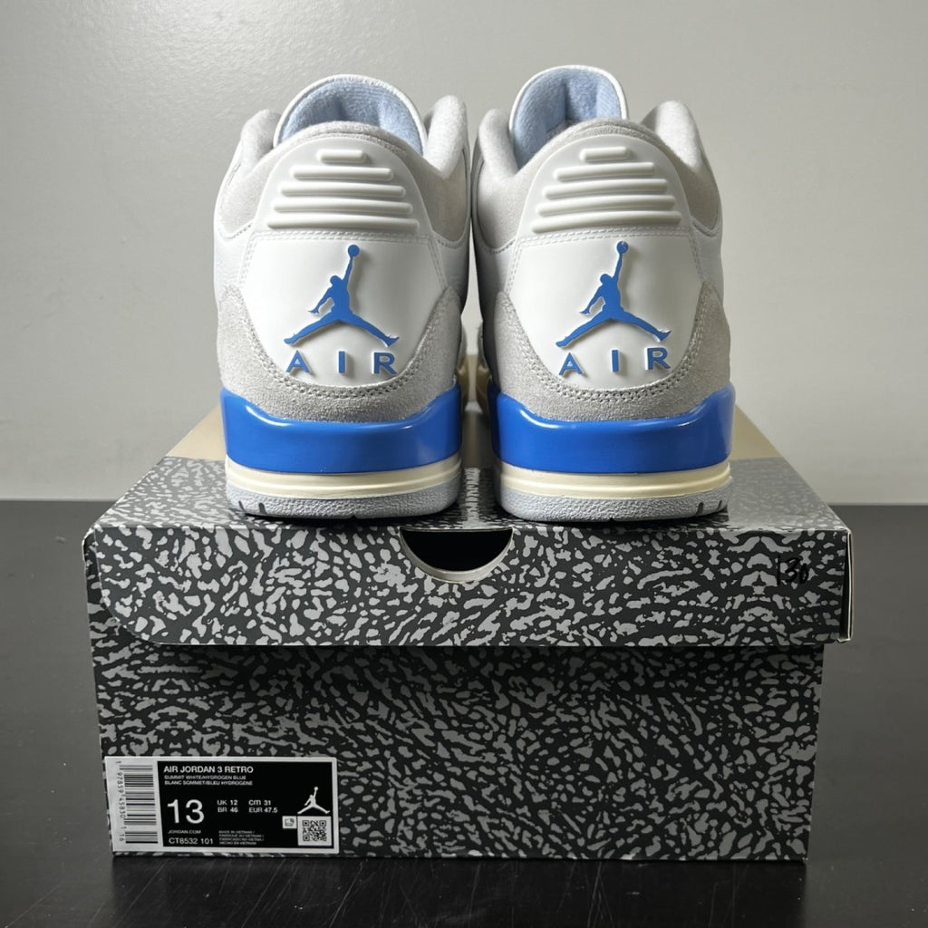 Jordan 3 Retro Lucky Shorts 13 (Lightly Worn Pre-Owned)JordanSummit White/Hydrogen Blue-Legend Blue-Photon Dust-Pure Platinum-Sail - Image 4