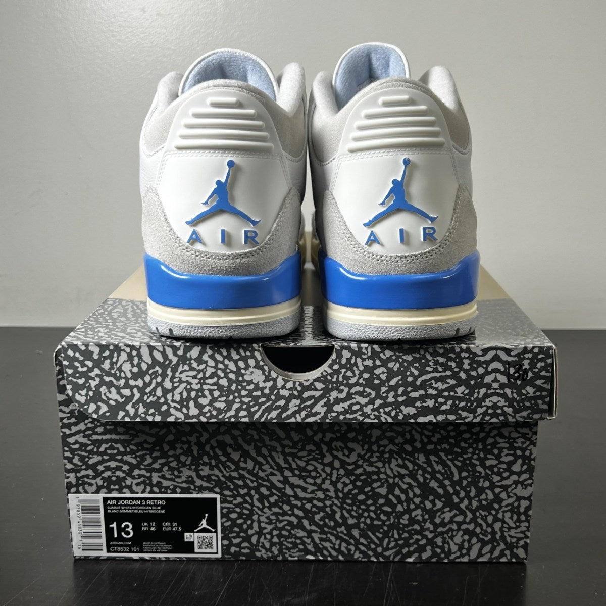 Jordan 3 Retro Lucky Shorts 13 (Lightly Worn Pre-Owned)JordanSummit White/Hydrogen Blue-Legend Blue-Photon Dust-Pure Platinum-Sail - Image 4