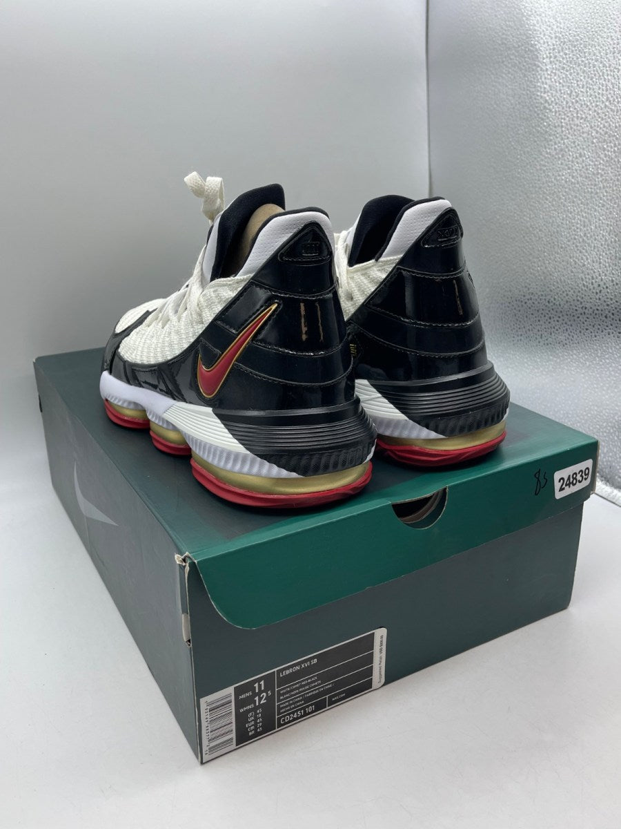 Nike LeBron 16 Remix 11 (Moderately Worn Pre-Owned)NikeWhite/Black-Metallic Gold-Varsity Crimson - Image 4