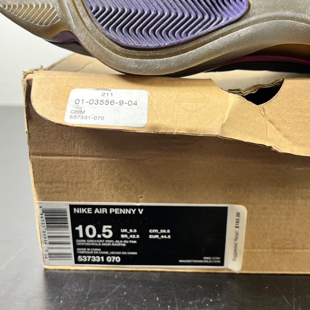 Nike Penny V Phoenix Suns 10.5 (Moderately Worn Pre-Owned)NikeDark Grey/Black-Rave Pink-Court Purple - Image 5