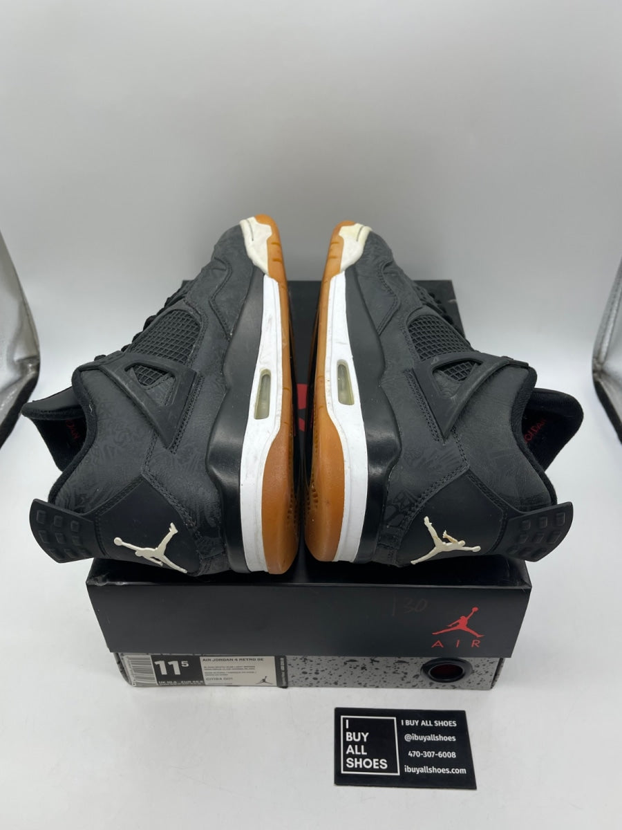 Jordan 4 Retro Laser Black Gum 11.5 (Moderately Worn Pre-Owned) - Image 6