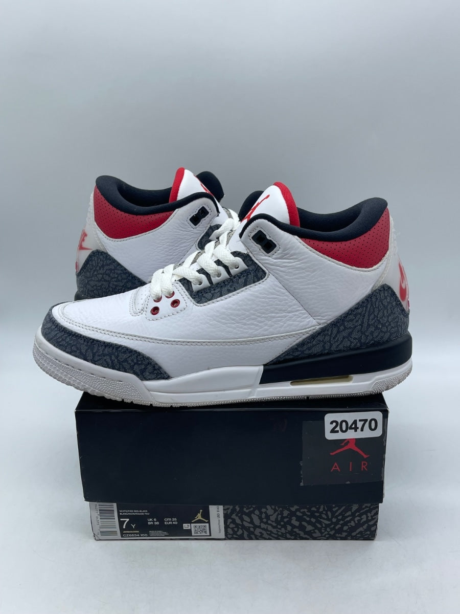 Jordan 3 Retro SE Fire Red Denim (GS) 7Y (Moderately Worn Pre-Owned) - Image 1