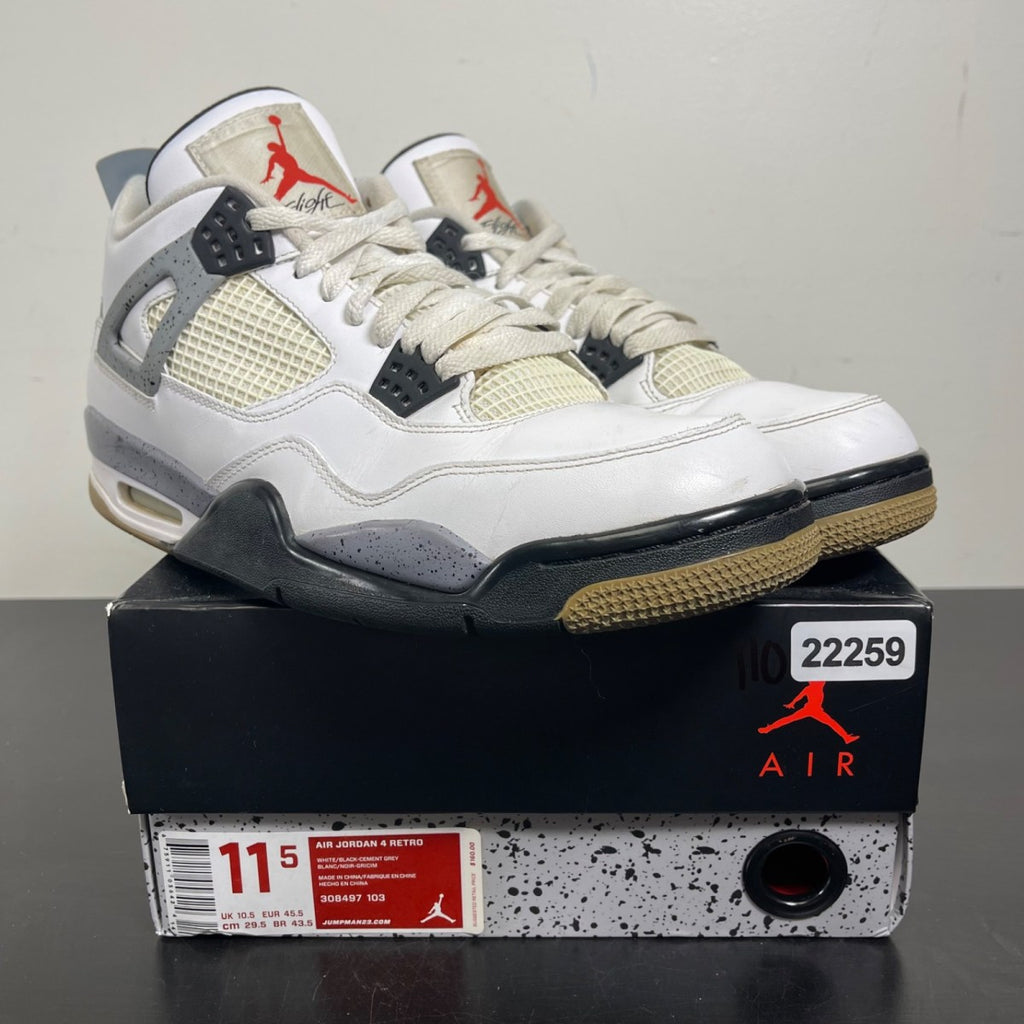 Jordan 4 Retro White Cement (2012) 11.5 (Moderately Worn Pre-Owned)JordanWhite/Black-Tech Grey - Image 1