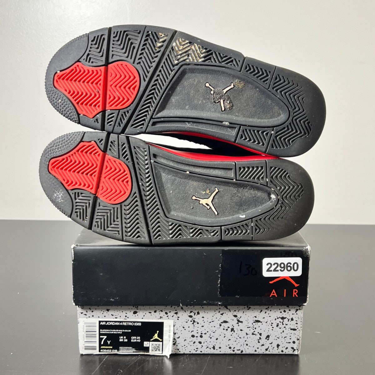 Jordan 4 Retro Red Thunder (GS) 7Y (Moderately Worn Pre-Owned)JordanBlack/Multi-Color-Multi-Color-Crimson - Image 5