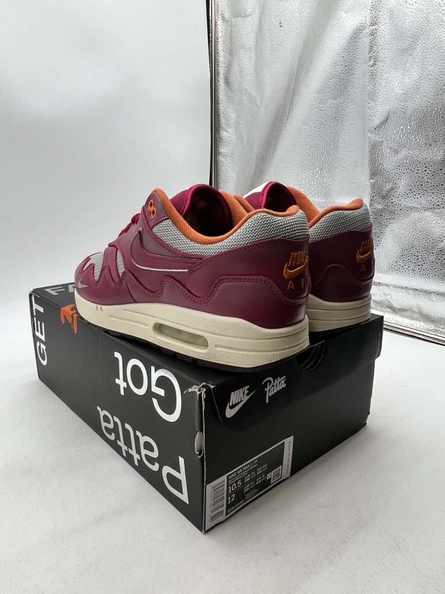Nike Air Max 1 Patta Waves Rush Maroon (with Bracelet) 10.5 (Lightly Worn Pre-Owned)NikeMetallic Silver/Rush Maroon - Image 4