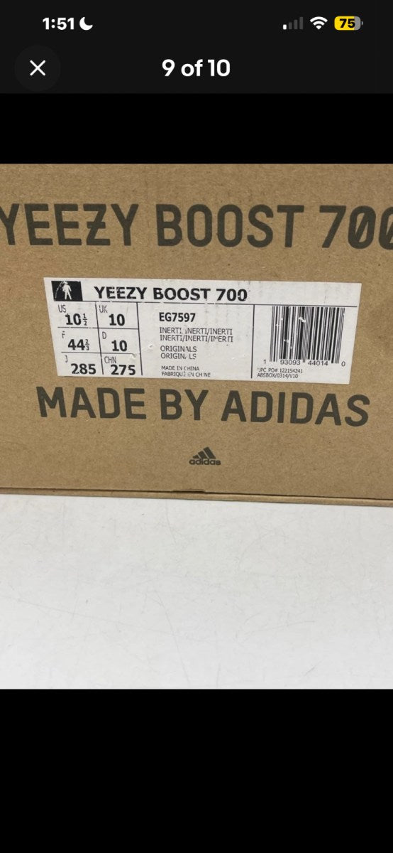 adidas Yeezy Boost 700 Inertia 10.5 (Lightly Worn Pre-Owned)adidasGrey/Grey/Inertia - Image 9