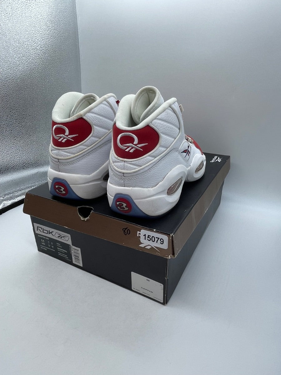 Reebok Question Mid Red Toe 25th Anniversary 11 (Moderately Worn Pre-Owned)ReebokWhite/White-Red - Image 5