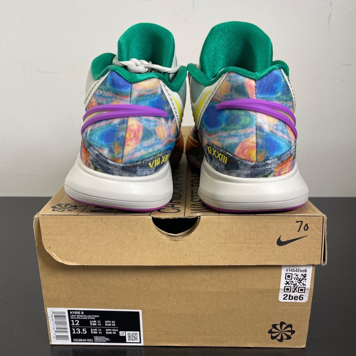 Nike Kyrie 8 Circle Of Life 12 (Moderately Worn Pre-Owned)NikeLight Bone/Yellow Strike/Malachite/Orange Trance/Vivid Purple/Hyper Pink - Image 4