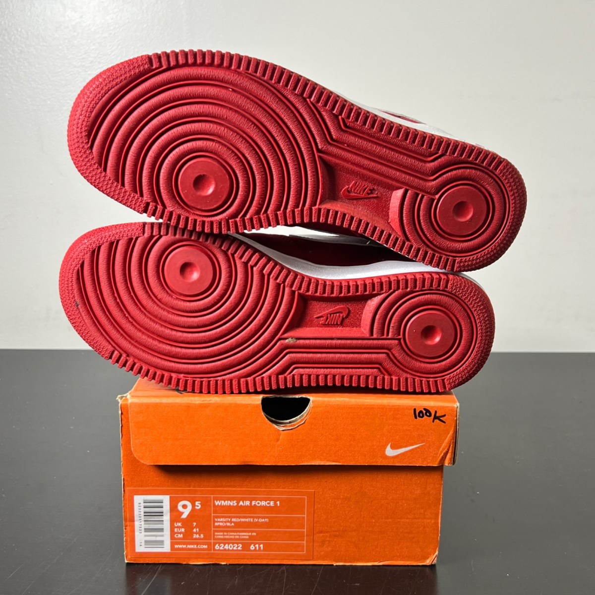 Nike Air Force 1 Low V-Day (Women's) 9.5W (Moderately Worn Pre-Owned)NikeVarsity Red/White - Image 6